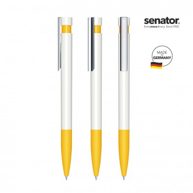 SENATOR Liberty Polished Basic SG MC Druckkugelschreiber, weiß/gelb 7408 SENATOR Liberty Polished Basic SG MC Druckkugelschreiber, weiß/gelb 7408