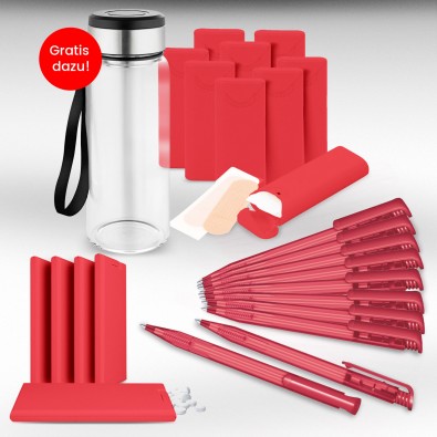 Werbe-Sparset Made in Germany, 301-teilig, rot-gefrostet, inkl. Druck Werbe-Sparset Made in Germany, 301-teilig, rot-gefrostet, inkl. Druck