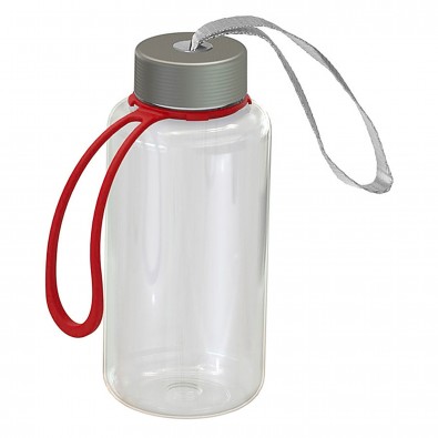 Trinkflasche "Pure" klar-transparent inkl. Strap 0,7 l, transparent/rot Trinkflasche "Pure" klar-transparent inkl. Strap 0,7 l, transparent/rot