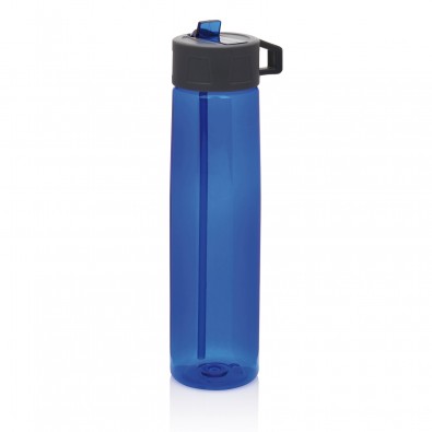 Tritan Trinkflasche mit Strohhalm, blau,grau Tritan Trinkflasche mit Strohhalm, blau,grau