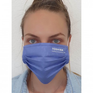 Gesichtsmaske für Mund-Nasenabdeckung, Textil blau, einlagig, inkl. Druck Gesichtsmaske für Mund-Nasenabdeckung, Textil blau, einlagig, inkl. Druck