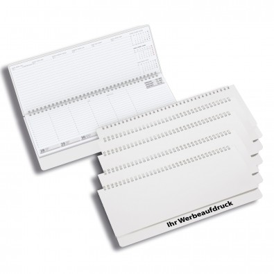 Werbe-Set: 100 bedruckte Querkalender, Weiß Werbe-Set: 100 bedruckte Querkalender, Weiß