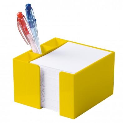 Zettelbox Stifteköcher, standard-gelb Zettelbox Stifteköcher, standard-gelb