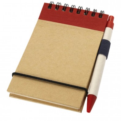 Zuse DIN A7 Spiral Notizblock mit Stift, natur,rot Zuse DIN A7 Spiral Notizblock mit Stift, natur,rot