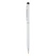 Schlanker Aluminiumkugelschreiber mit Stylus, weiß Schlanker Aluminiumkugelschreiber mit Stylus, weiß