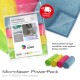 Microfaser PowerPack mit Werbe-Etikett Neutral, hellblau, pink, grün und gelb Microfaser PowerPack mit Werbe-Etikett Neutral, hellblau, pink, grün und gelb